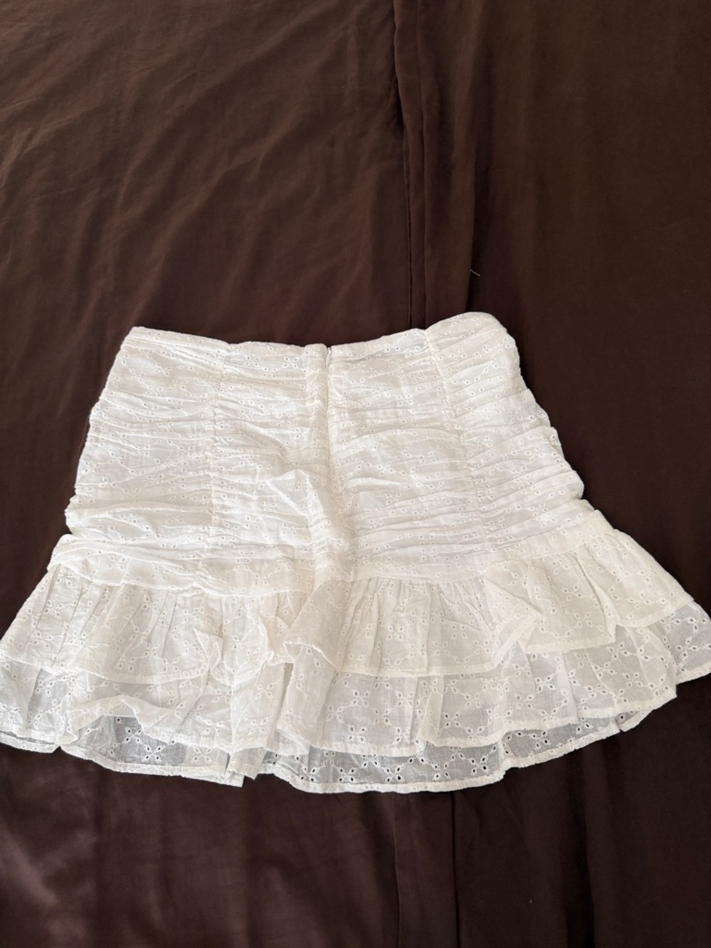 Lush White Eyelet Ruffle Mini Skirt - Picture 3 of 3